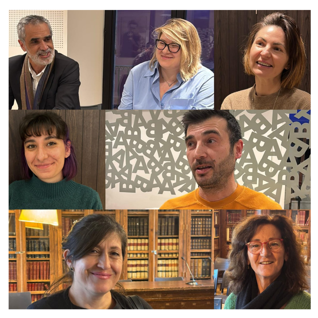 D‘esquerra a dreta i de dalt a baix: Agustí Grau, Valeriia Smirnova, Yuliia Plowka, Cristina Pacheco, Pavel Putinster, Karina Hidrovo i Carmen Pintor.