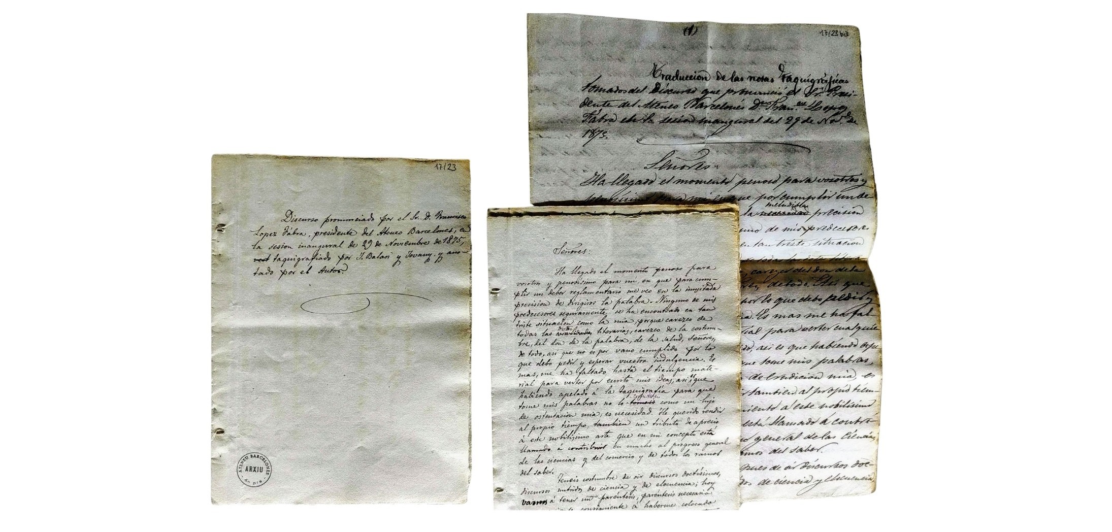 Discursos manuscrits per Francesc López Fabra (1818-1891)