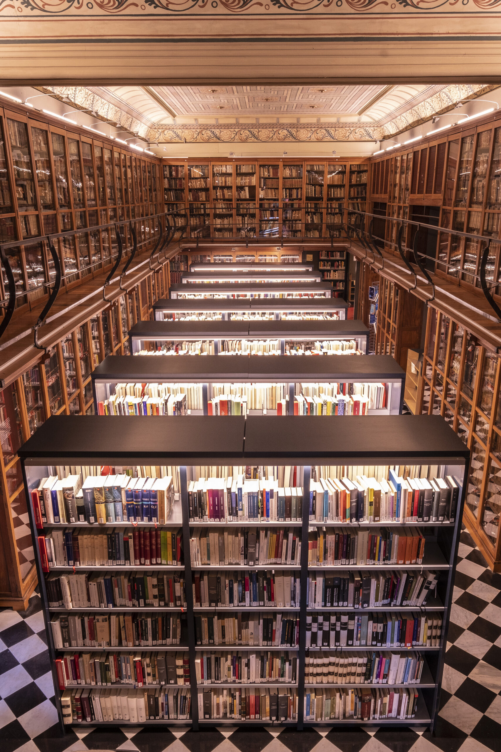 Vista de prestatgeries de la biblioteca