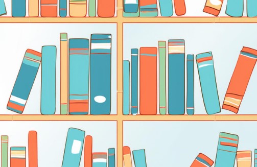 Representació de prestatges amb llibres de diferents colors